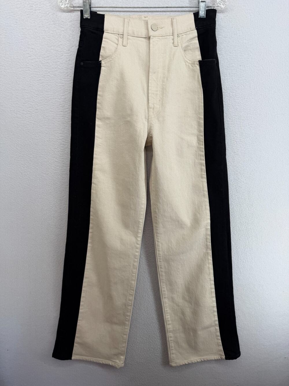 MOTHER Jeans 25 The Tuxedo Maven Heel High Rise Denim Sideswipe Off White USA